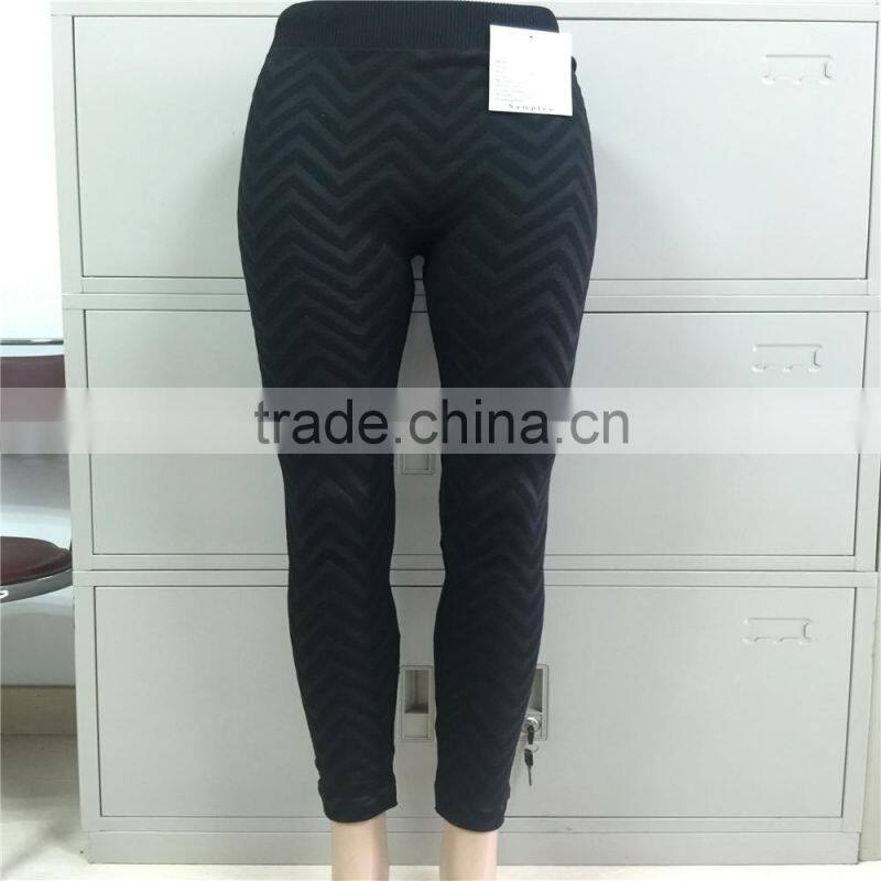 Women's Winter Thick Warm Fleece Stretchy black color emboss legging Pants