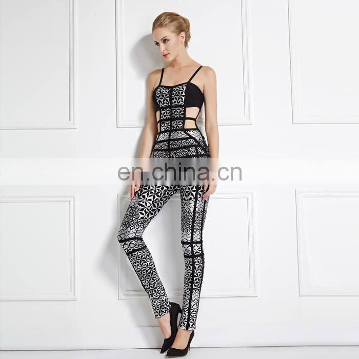 Sexy black adult jumpsuit women summer 2015