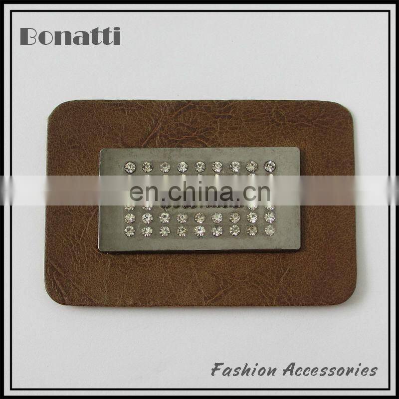 2013 hot clothing metal label with leather base