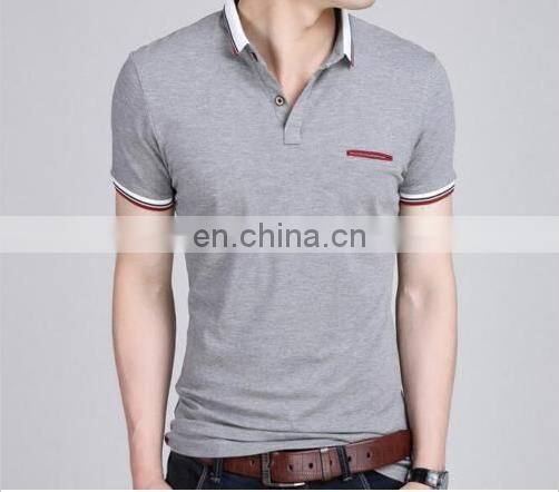 2016 Fashion New Design Solid Color Men's Short Sleeve Polo T Shirt Slim T-shirt with Chest Pocket