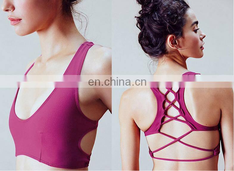 Gym Tank Top Stylish Sexy Cross Back Sports Bra Colorful Yoga Bra