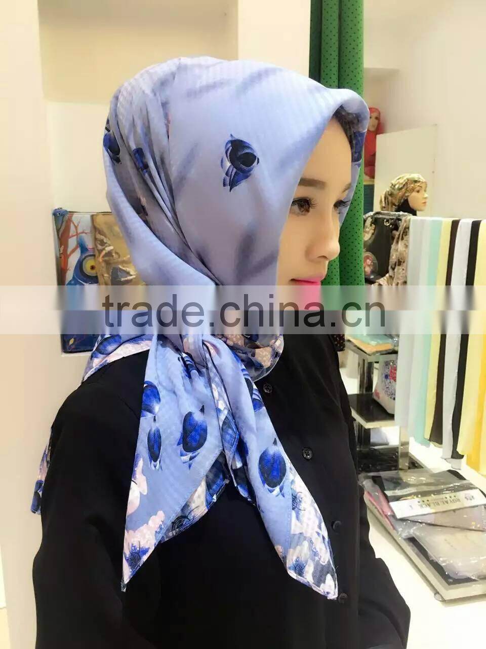 newest design softy cotton printed muslim square scarf 2016 women shawl wrap