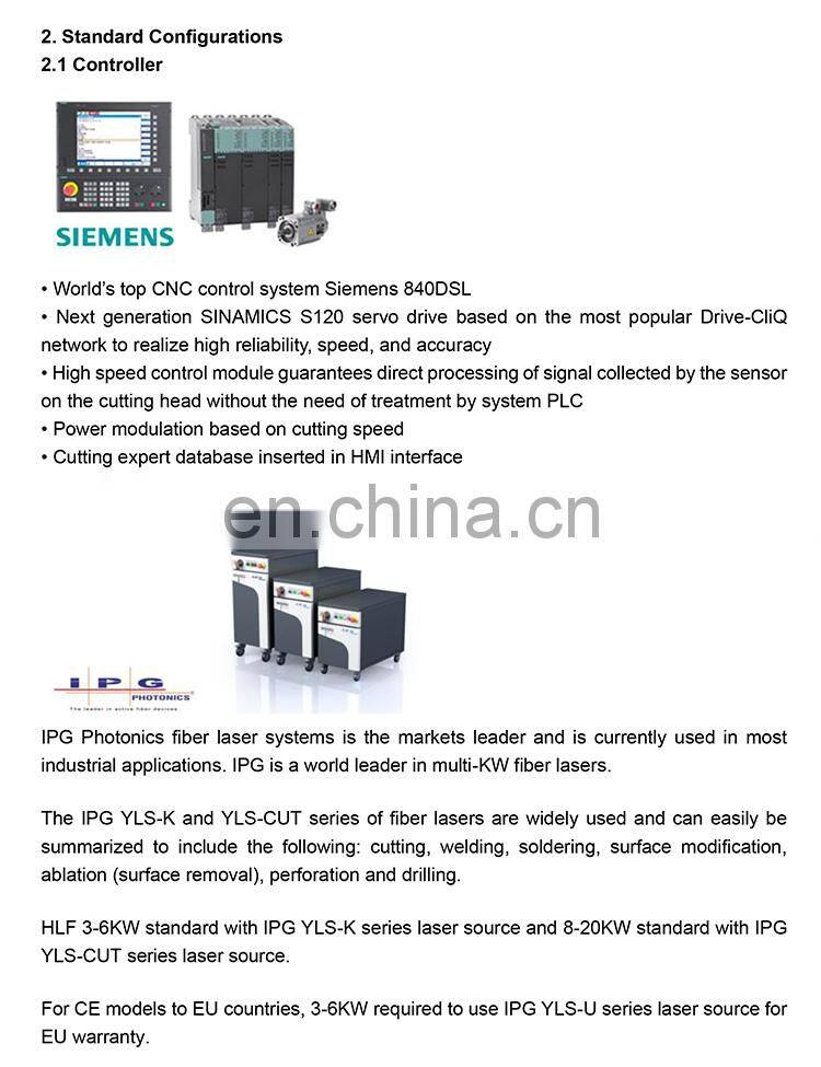 T&L Brand High Speed 3kw Fiber laser cutting machine price with Auto nozzle change