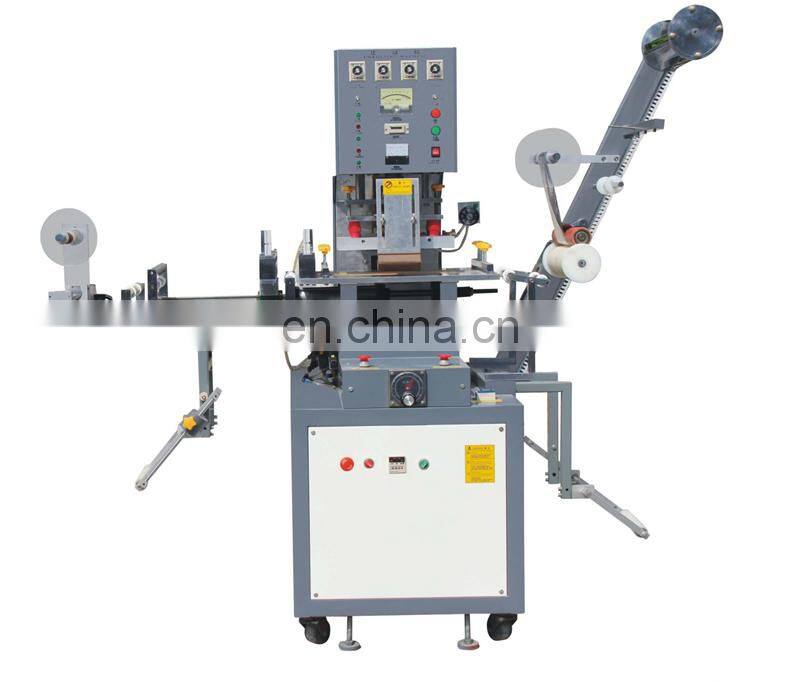 UT12 Automatic Garment Cloth Trademark Embossing Machine,  Pu Leather Belt Strip Hot Stamping Machine Heat Press