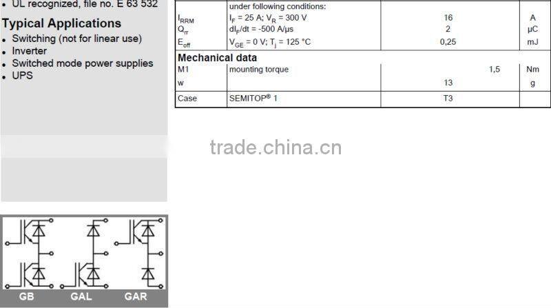 IGBT SEMIKON MODULE SK25GB063