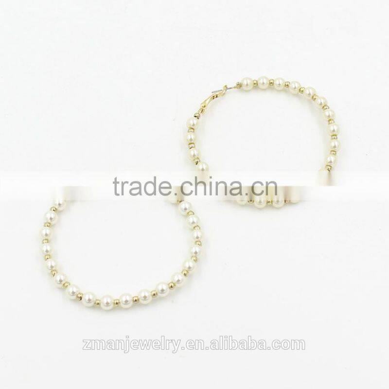 2015 New Gold Plated Circle Earring,Drop Earring Fashion Pearl Earring