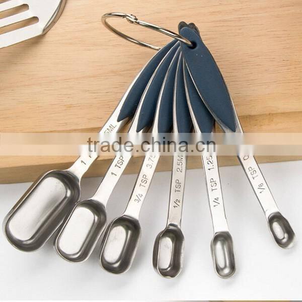 Set of 6 Non slip Handles Stainless Steel Measuring Spoon Set