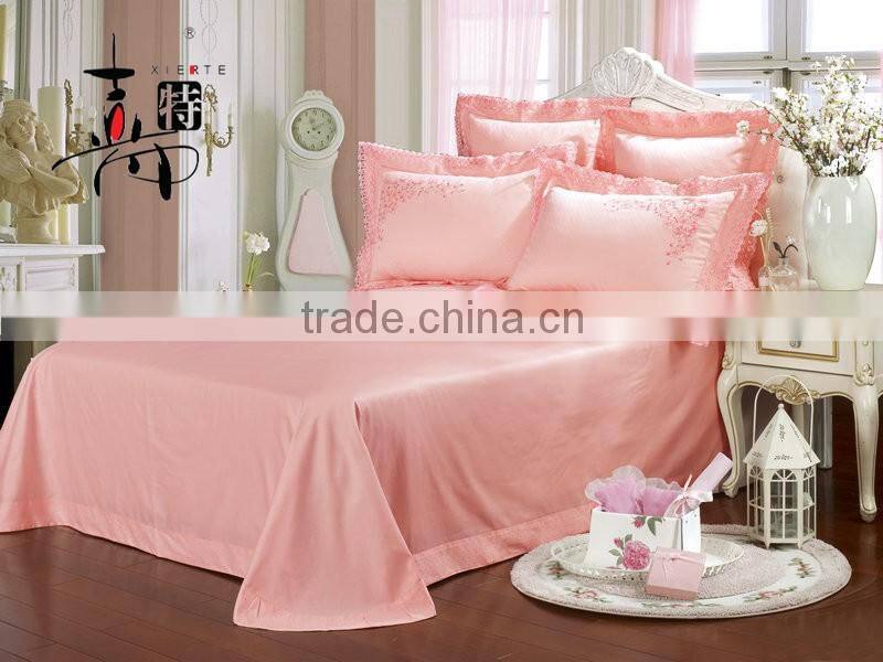 the latest version soft pink romantic wedding bedding set 100% cotton bedding set