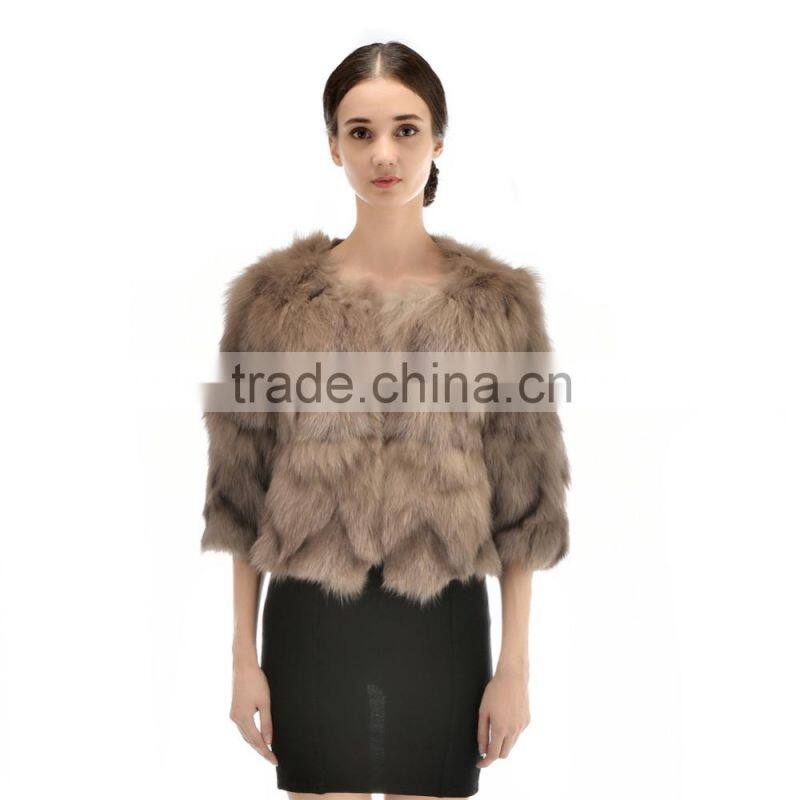 Hot Sell Short style Lady Winter charming Clothing Natural Fox Foot Fur Coat