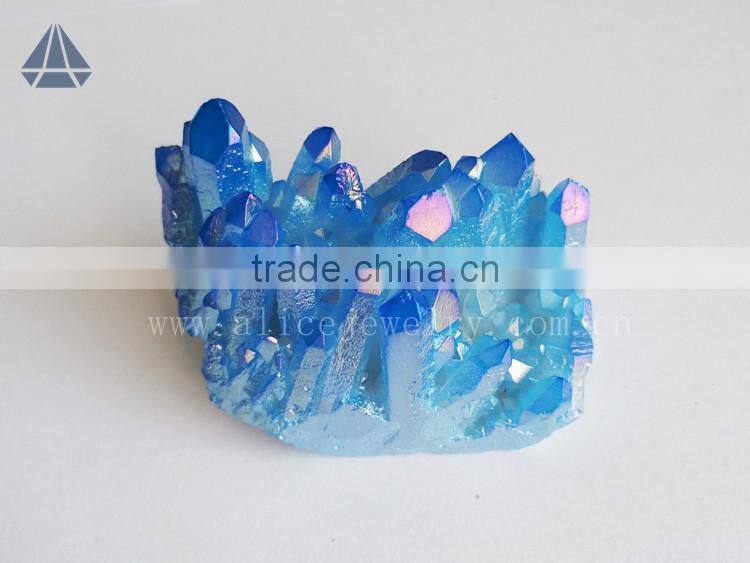 Rock blue aqua aura quartz crystal cluster healing stones cluster