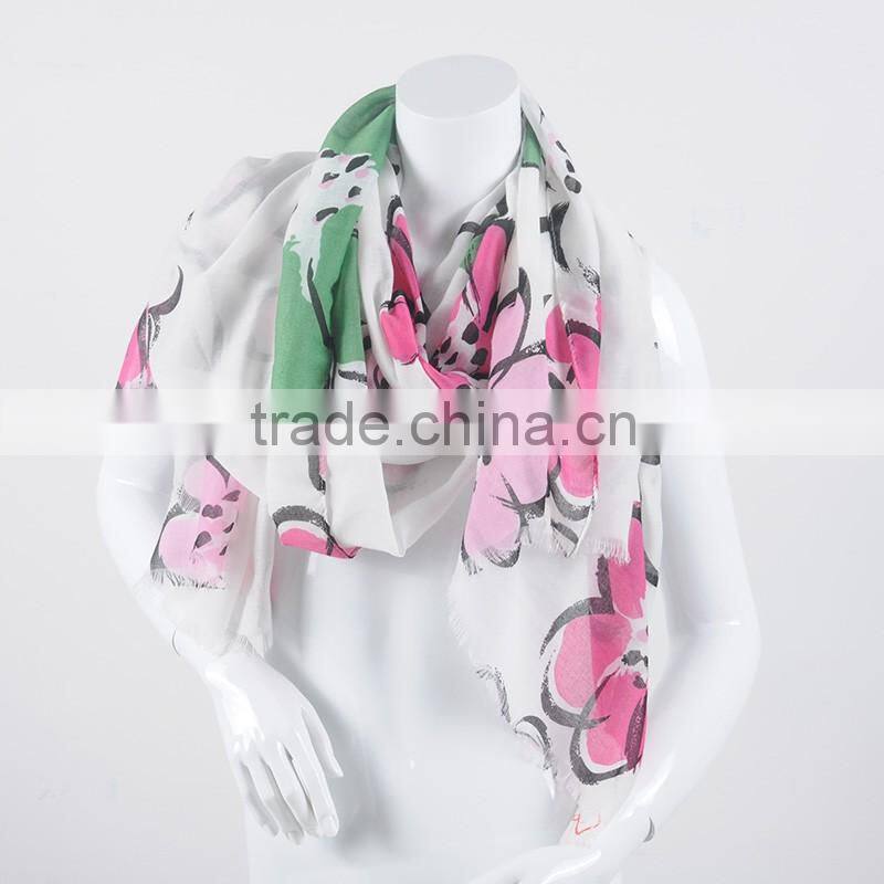 Elephant printing plain jersey cotton muslim long scarf hijab scarf