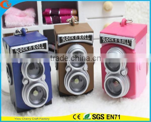 High Quality Novelty Design Camera Assorted Sound Activated LED Keychain