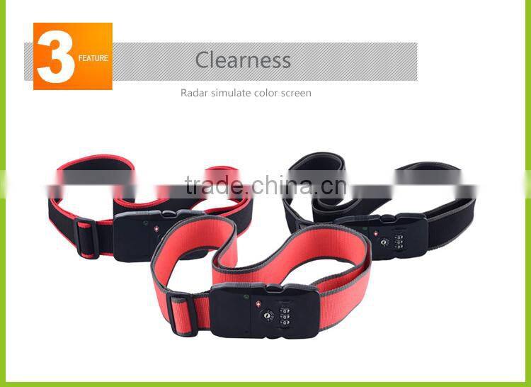 High quality combination locking luggage belt of anti-theft alarm with adjustable distance