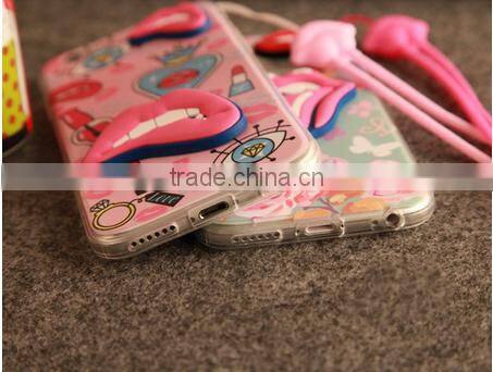3D Soft Mouth Lip Fahion Printing Case for Iphone 6 Hot selling 2015