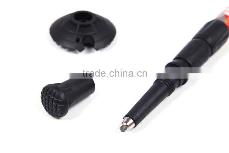 Colorful 3 section anti shock folding flexible alpenstock walking stick