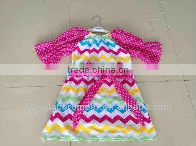 Hot sale! chevron pattern baby girls fashion zig zag yellow chevron dress