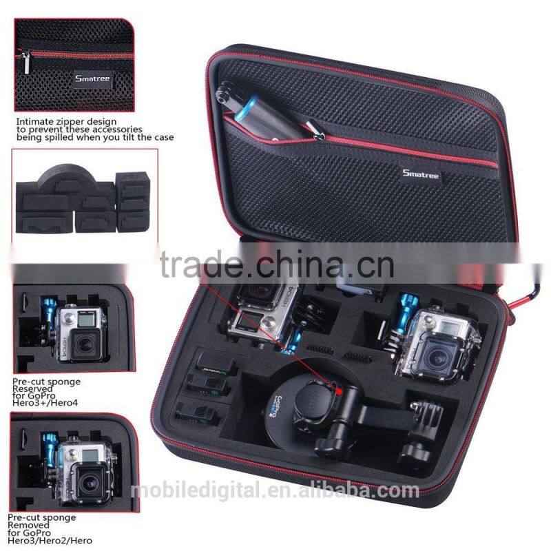 Large Go Pro Case Smatree G260sl for Gopro Hero 4 Cameras and Accessories (10.6" x8.3" x2.8") Carrying Case