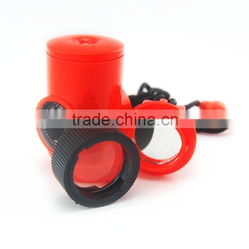 Survival multifunction whistle with compass thermometer mirror magnifier and led torch