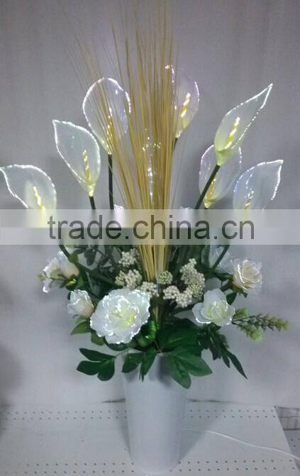 2017 New Garden Decor Lamp Wholesale Price artificial Big size fiber optic Calla Lily Flower Pot