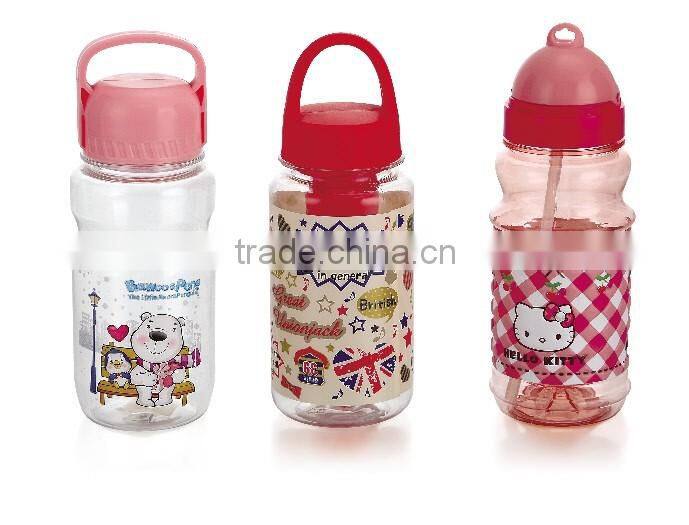 BPA free Plastic Children Water Bottle with Dome Lid Plastic Milk bottle Cartoon Drinking Bottle