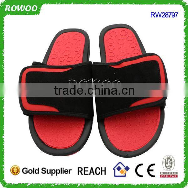 Red Leather Mens PU Leather Slide Sandals