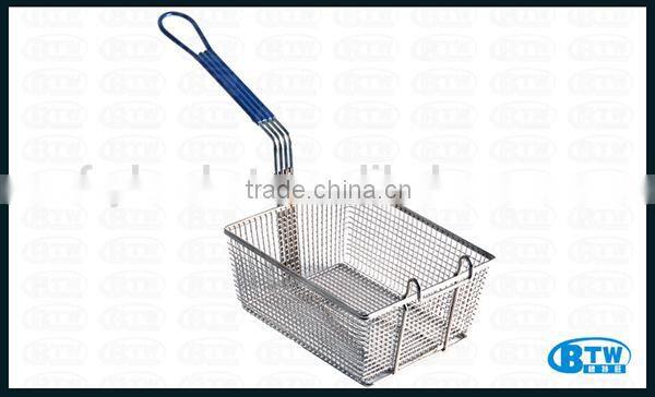 Regular Steel Wire Grill Basket with Single Front Hook and Plastic Coated Handle