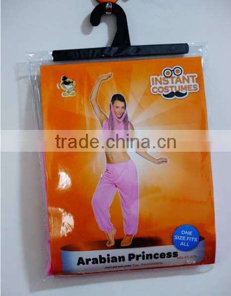 Arabian Princess sexy pink costume with veil for Halloween Carnival Party
