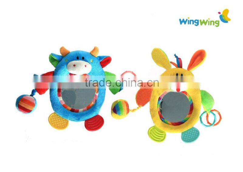 wholesale cute soft baby mirror rattle toy