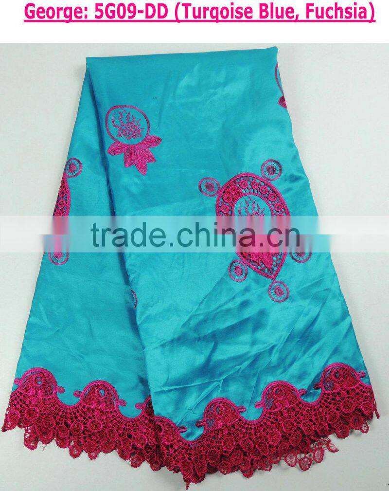 Lastest raw silk beautiful embroidery comfortable george lace fabrics