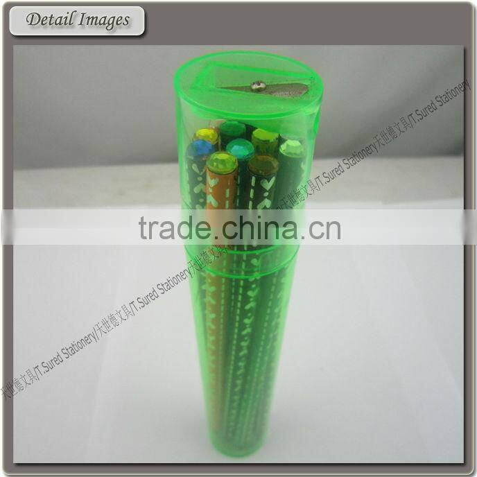 12Pcs Crystal Kids Color Pencil Set Packed In Plastic Tube