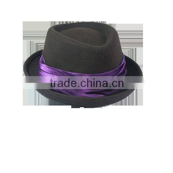 Wool Felt Pork Pie Hat With Curling Brim