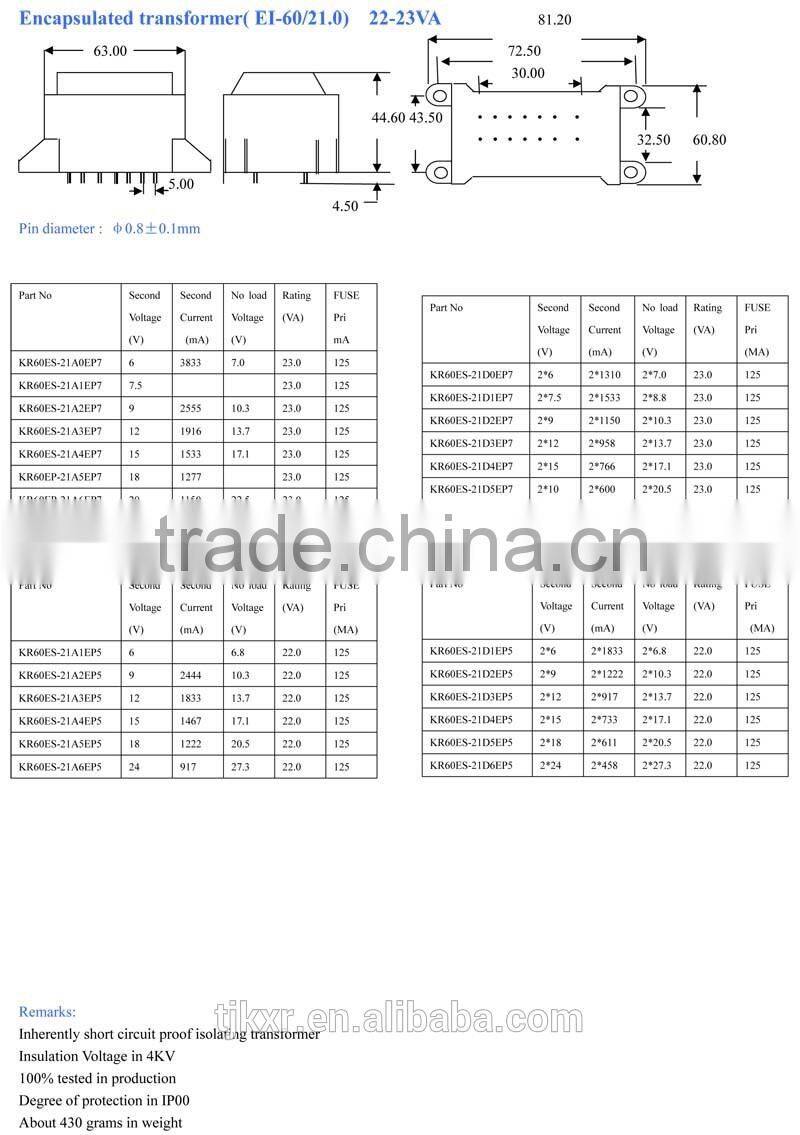 CE ROHS approved Electronic power transformer, electrical transformer