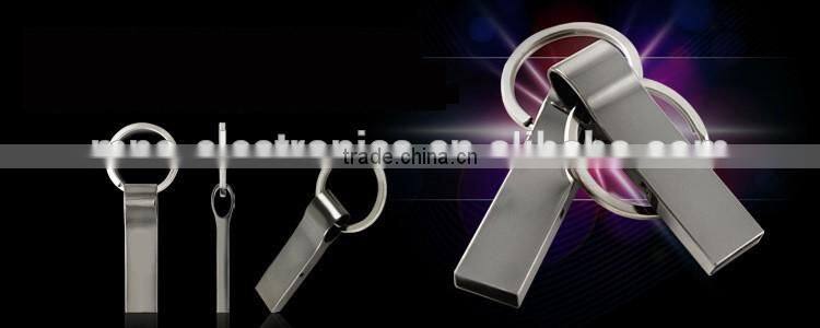 Stainless steel material promotional gift customized laser engraving logo chrome color keychain ring usb flash memory stick