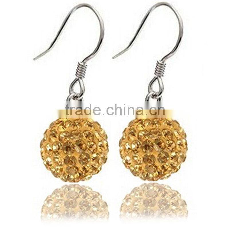 Sparkle CZ Crystal Ball 925 Silver Shamballa Hook Earring for Wedding Party