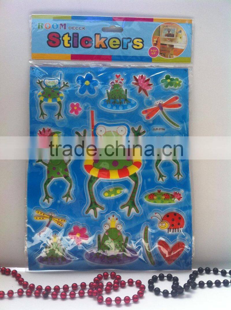 Cangnan factory custom room decor embossing pvc sticker,kids room decor 3d sticker