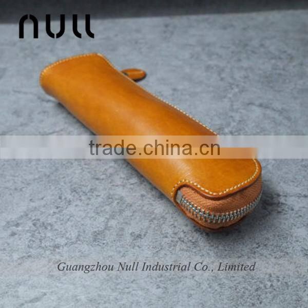 Genuine leather pen holder box with zipper