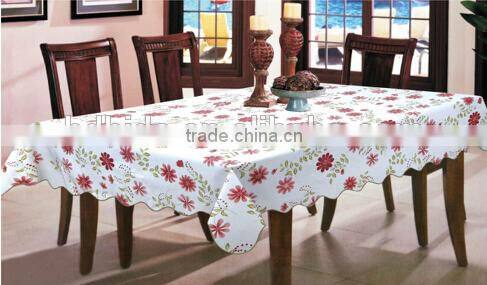 printed 52" round Vinyl table cloth with flannel backing, cheap price and good quality table cover