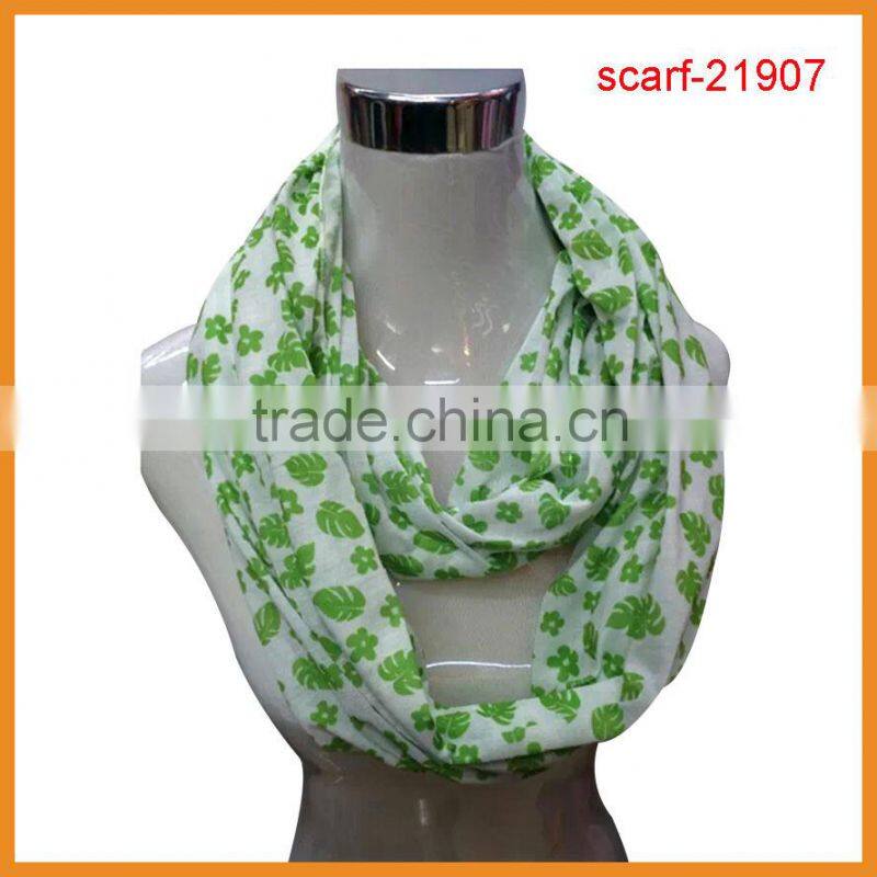 floral scarf with green color,spring scarf infinity design