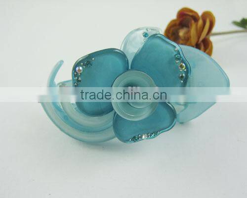 New Hair Bow Hairpin Claw Clip Bule Barrette Acryl Rhinestone