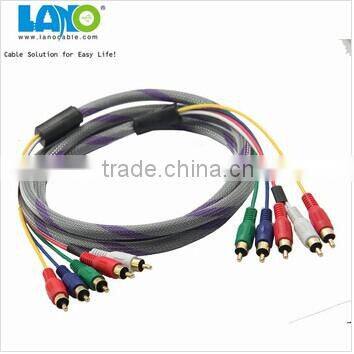 Top quality nylon braid 5RCA to 5RCA audio cable with cheap price