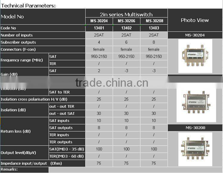 3 inputs 4 outputs satellite signal compact Multiswitch (MS-30304)