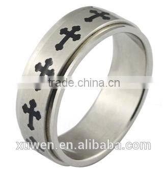 enamel cross 316l stainless steel spinning ring