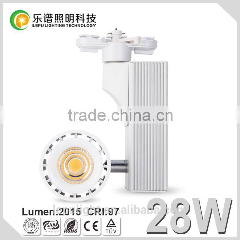 led spot track lights 28W cob led track light dimmable Ra87 110V/220V led track rail lights Shenzhen Factory