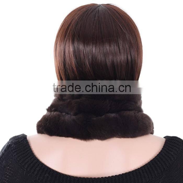Ladies rabbit fur scarf with fur ball winter fashion real fur scarf KZ160043