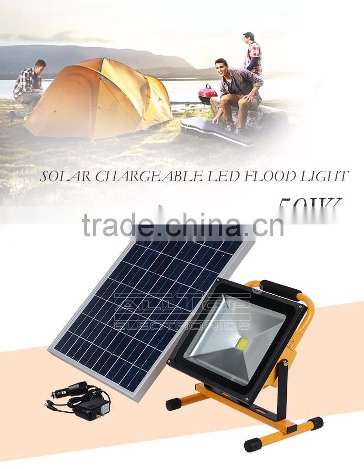50w portable outdoor movable solar rechargeable led flood light
