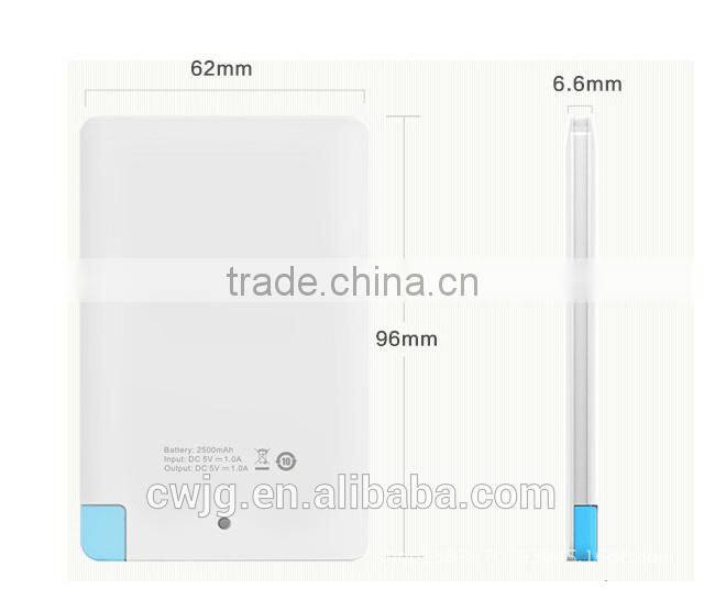 Credit Card Power Bank 2500mAh, Ultra Thin Power Bank 2500mAh