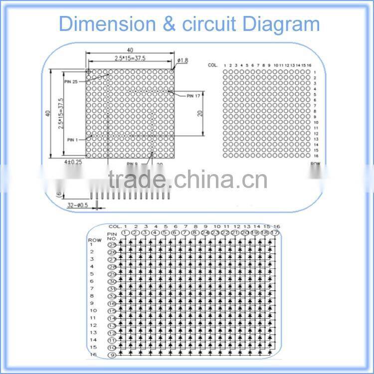 2016 Factory good price of 16x16 dot matrix led display from SZ