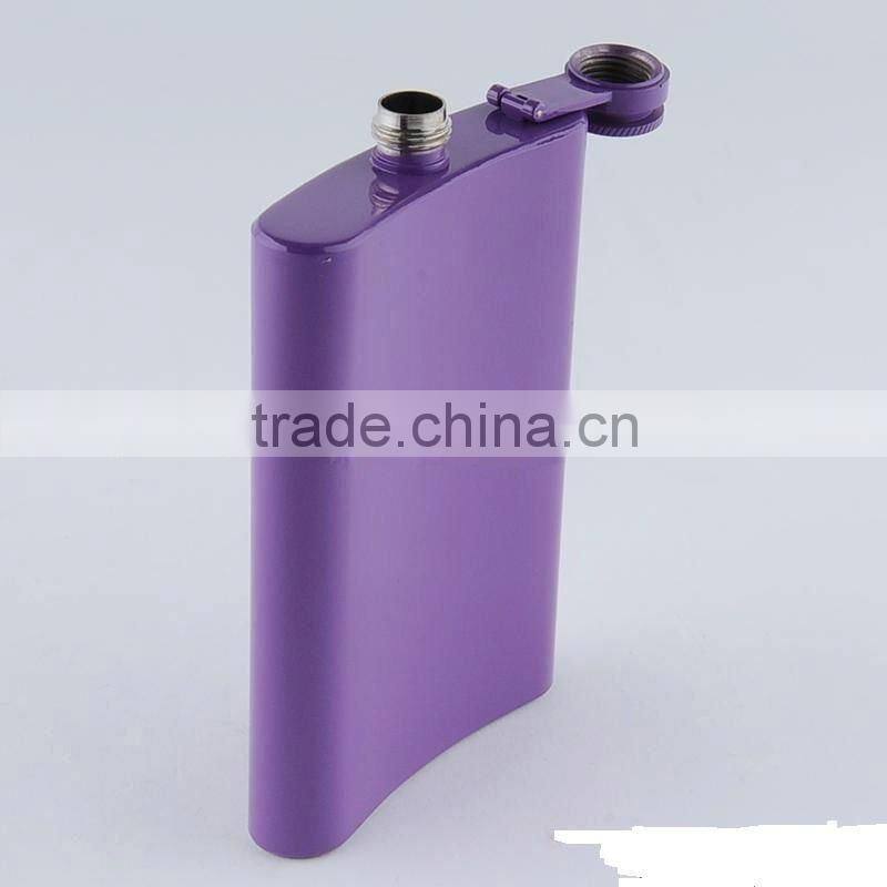 6oz trendy stainless steel painted hip flask and colored hip flask
