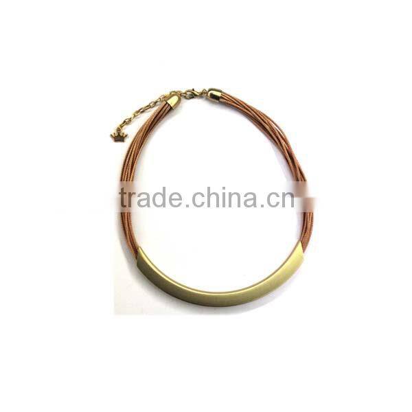 2014 Fashion brass tube necklace in matt gold