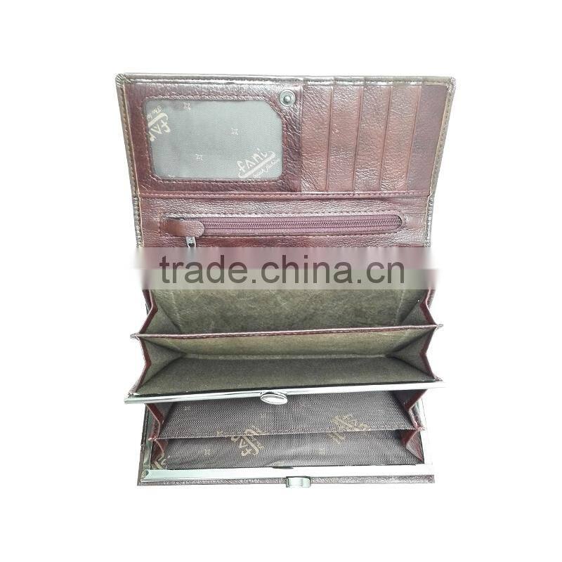 High clearly crocodile shape embossing with plain line deisng leather purses and wallets for women